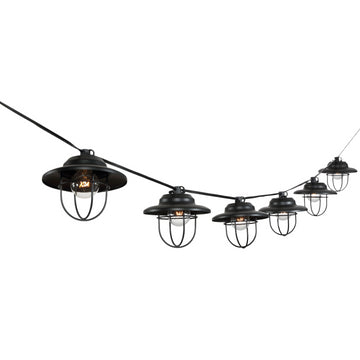 Indoor/Outdoor 10 ft. Rustic Farmhouse Incandescent G40 Metal Cage Shade String Lights
